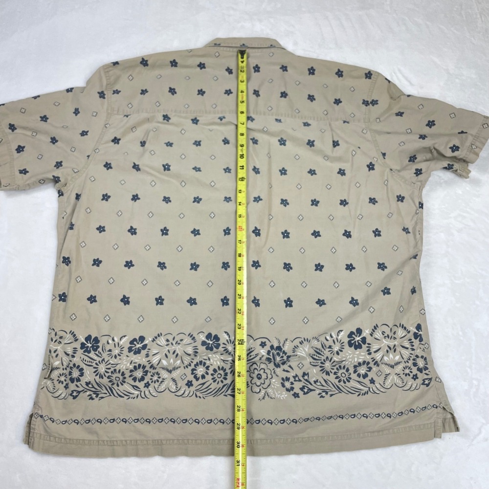 Chaps Ralph Lauren Button Down Cotton Men XL Tan Good Floral Geometric Shirt - Picture 6 of 8